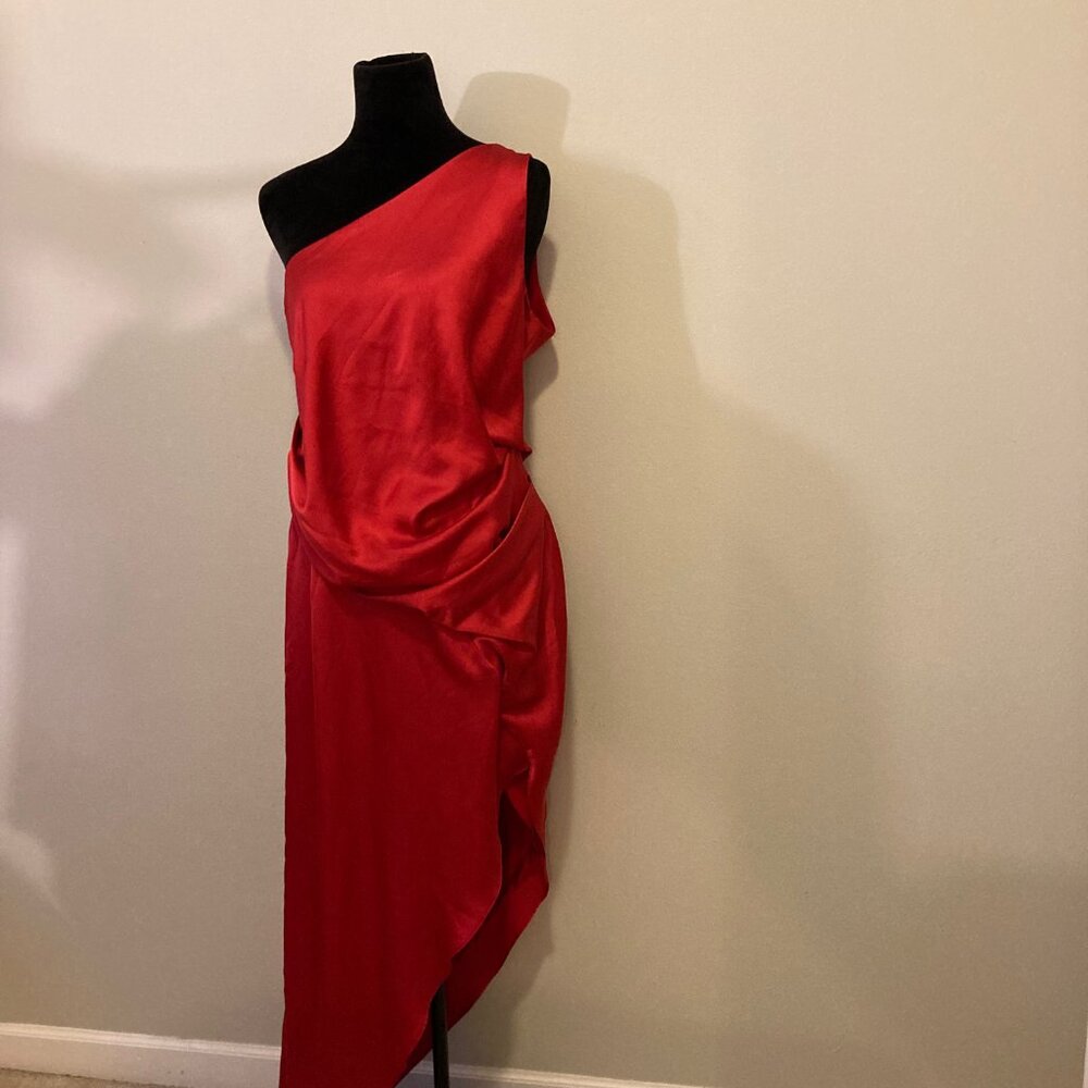 asos red satin maternity dress